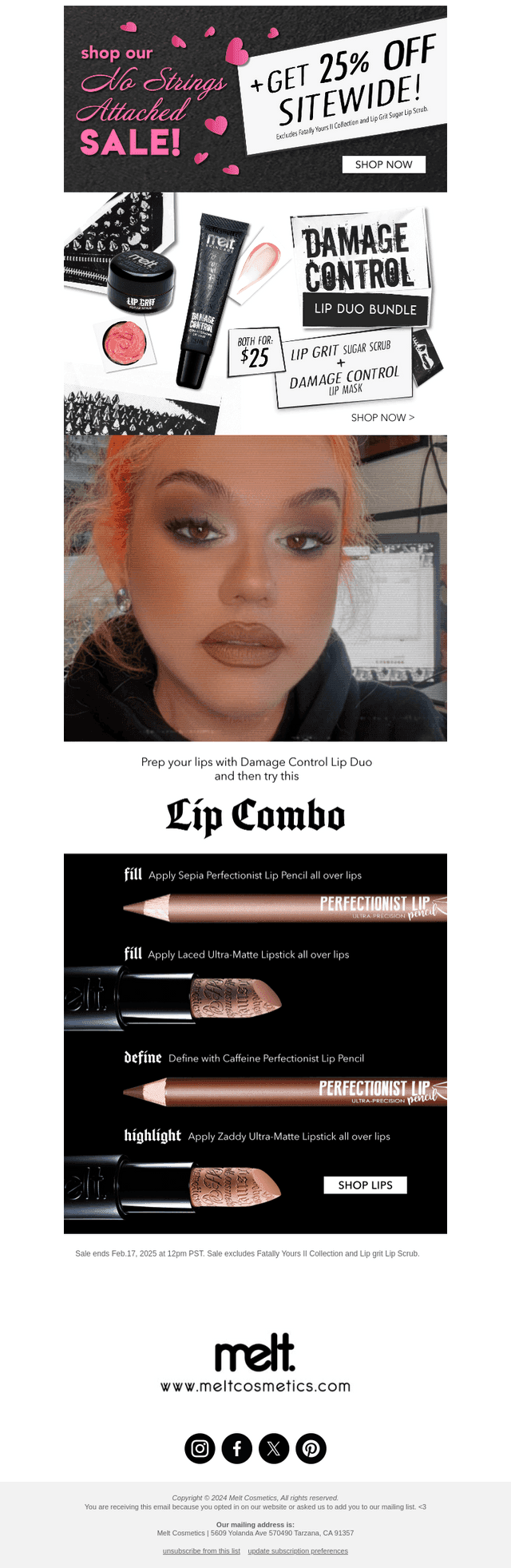 Melt Cosmetics email from Sat, Feb 8, 2025