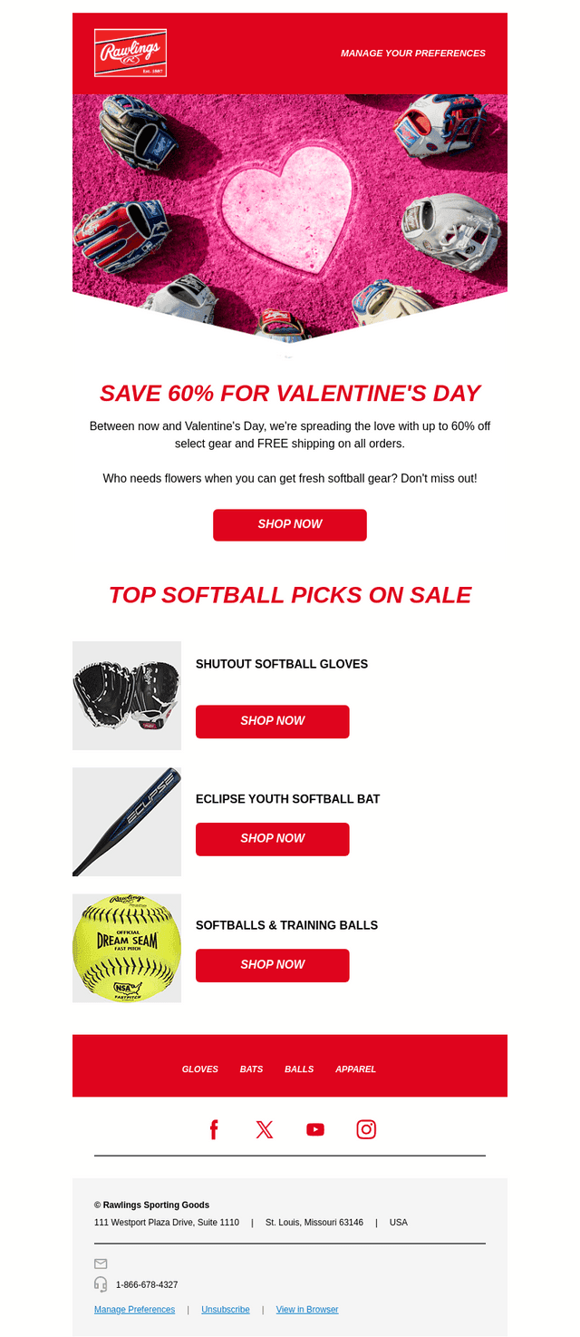 Rawlings Sporting Goods email from Sat, Feb 8, 2025