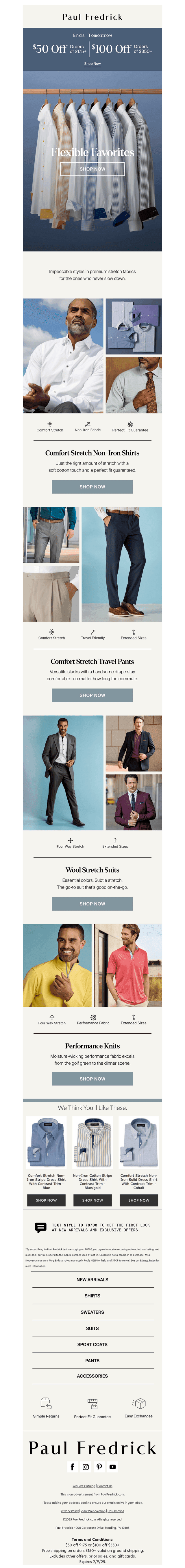 Better with stretch: shirts, pants & more.