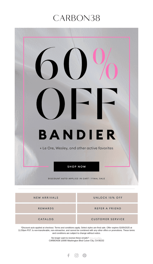 Going Strong: 60% off BANDIER