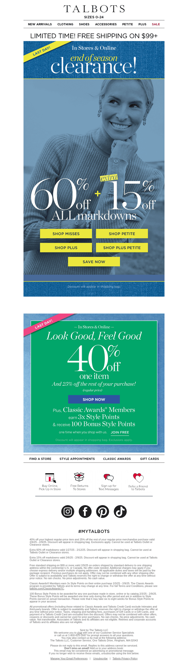 LAST DAY! 60% + extra 15% off markdowns