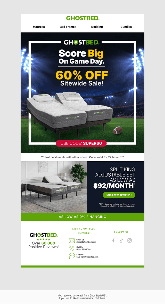 Super Bowl ~ Super Savings! 60% OFF