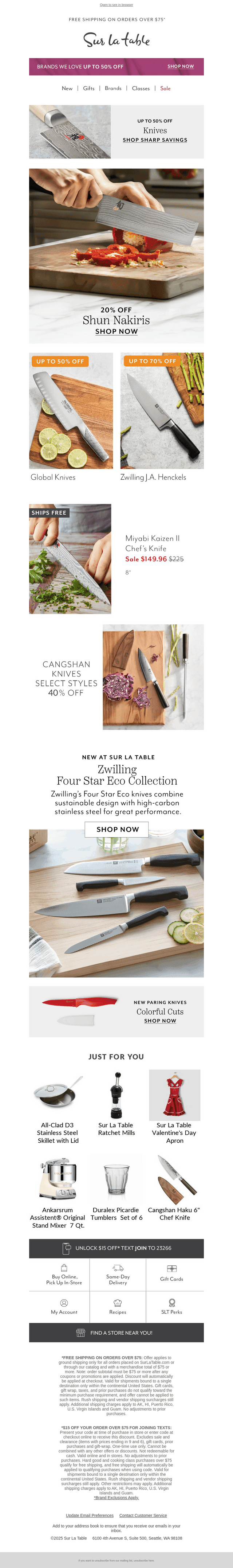 Sharp savings ft. 20% off Shun and more.