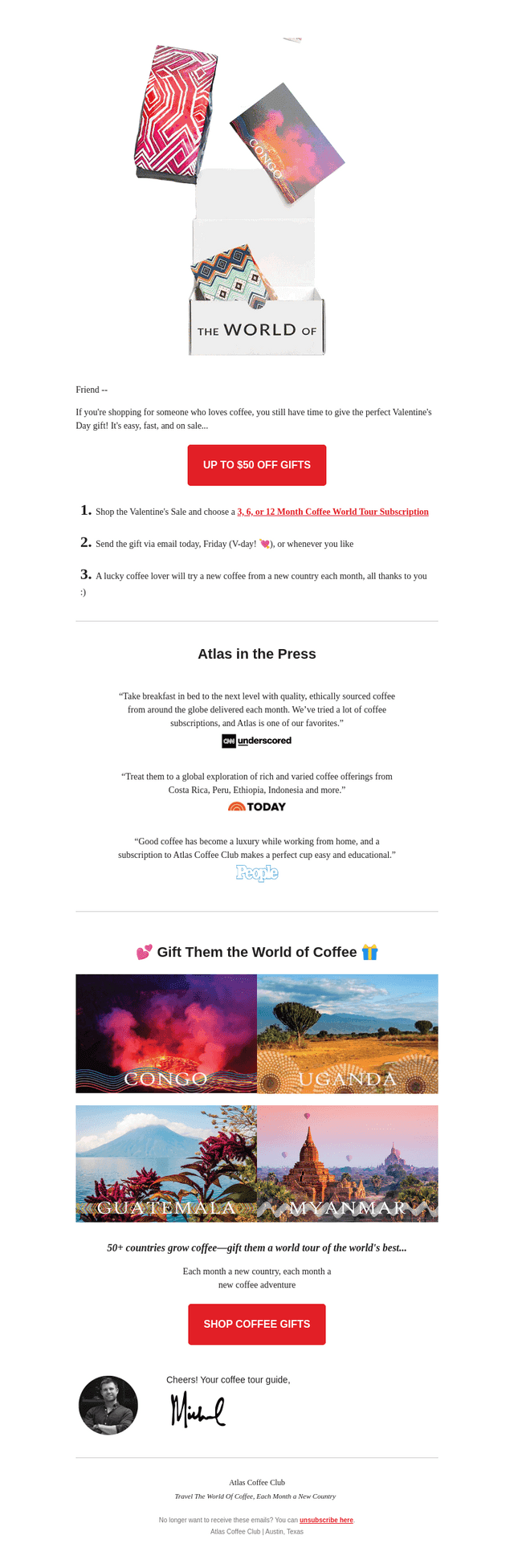 Atlas Coffee Club email from Mon, Feb 10, 2025