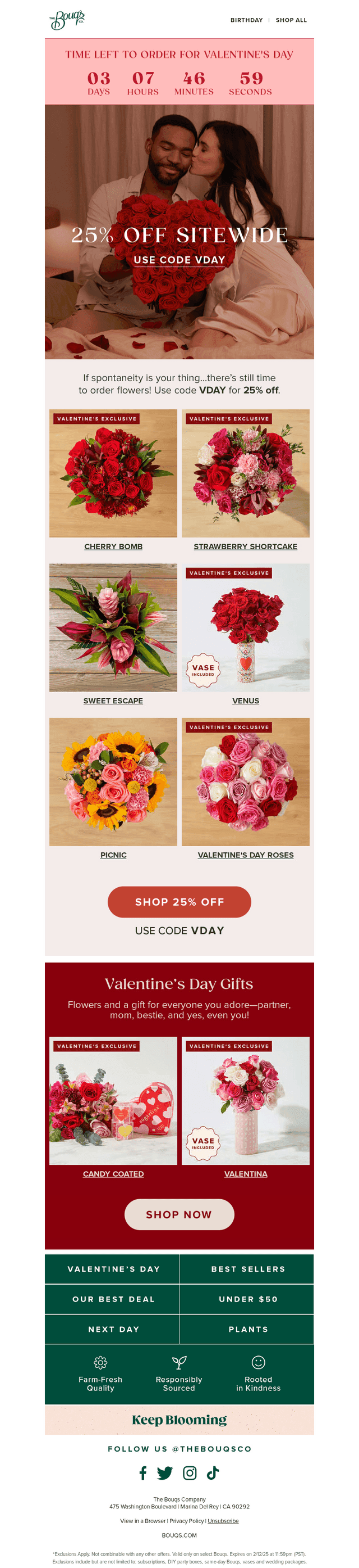 The Bouqs Co. email from Mon, Feb 10, 2025