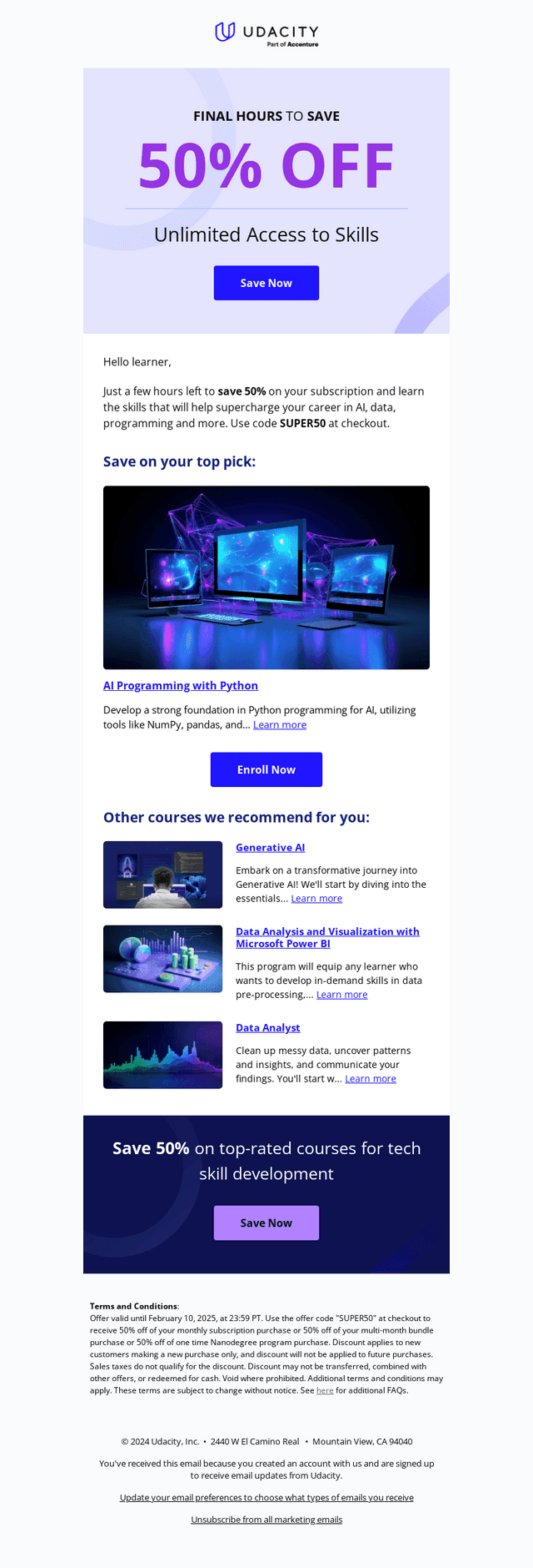Udacity email from Mon, Feb 10, 2025