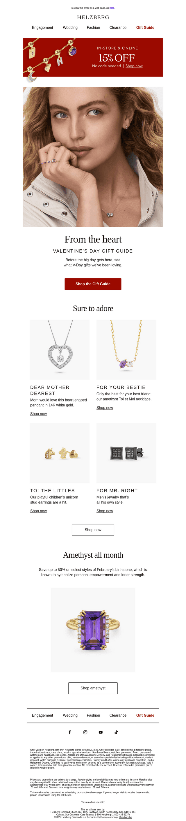 Helzberg Diamonds email from Mon, Feb 10, 2025