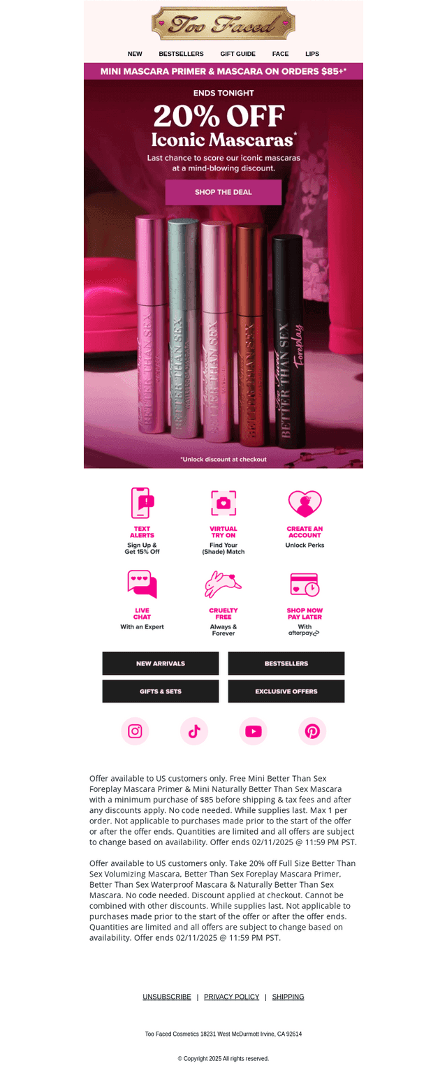 Ends Tonight: 20% Off Iconic Mascaras