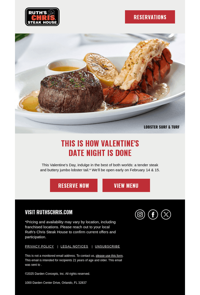 Ruth's Chris email from Tue, Feb 11, 2025