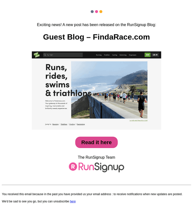 New Post! - Guest Blog - FindaRace.com