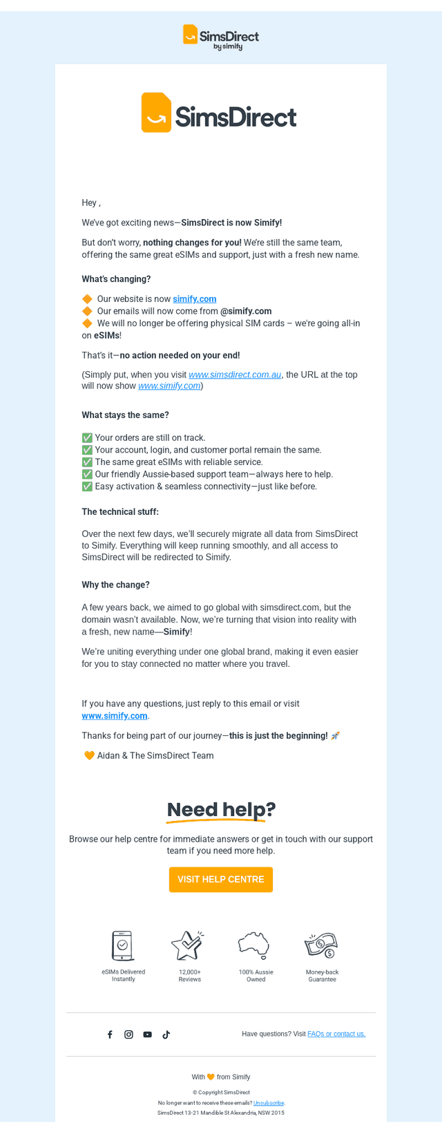 SimsDirect email from Wed, Feb 12, 2025
