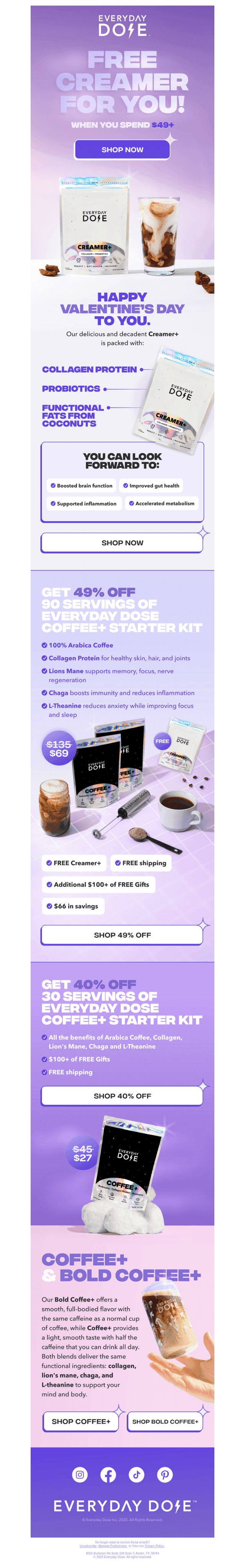 49% OFF Coffee+ & FREE Creamer+ on $49+