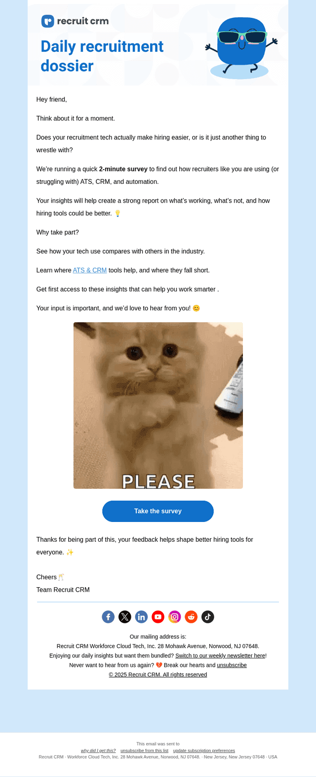 Recruit CRM email from Thu, Feb 13, 2025