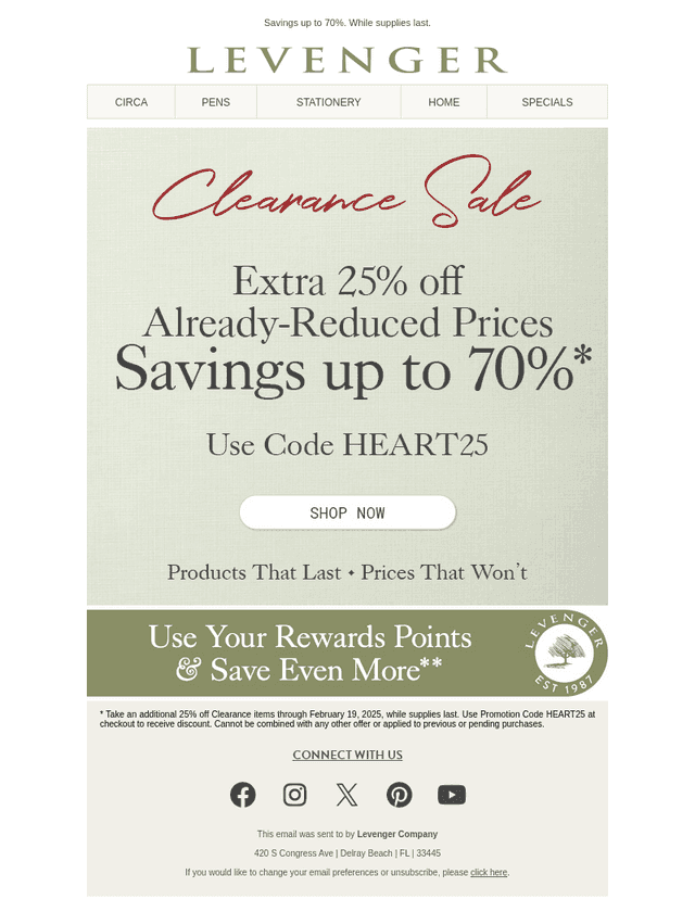 Take An Extra 25% off Clearance.