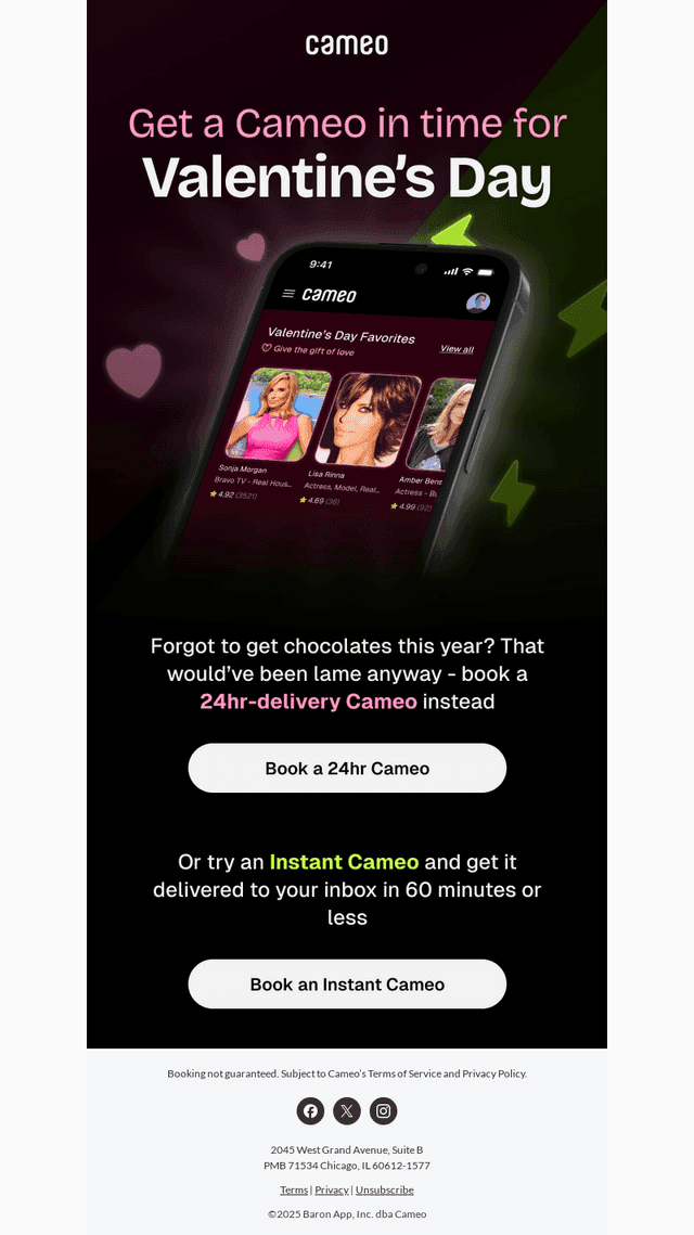 Cameo email from Fri, Feb 14, 2025