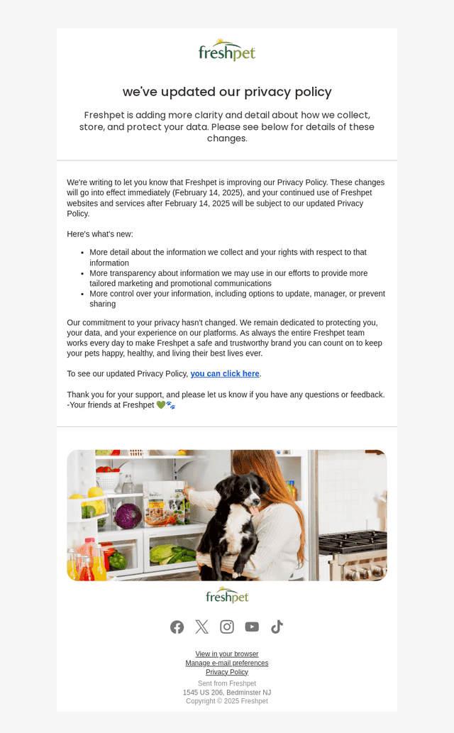 Update to our Privacy Policy