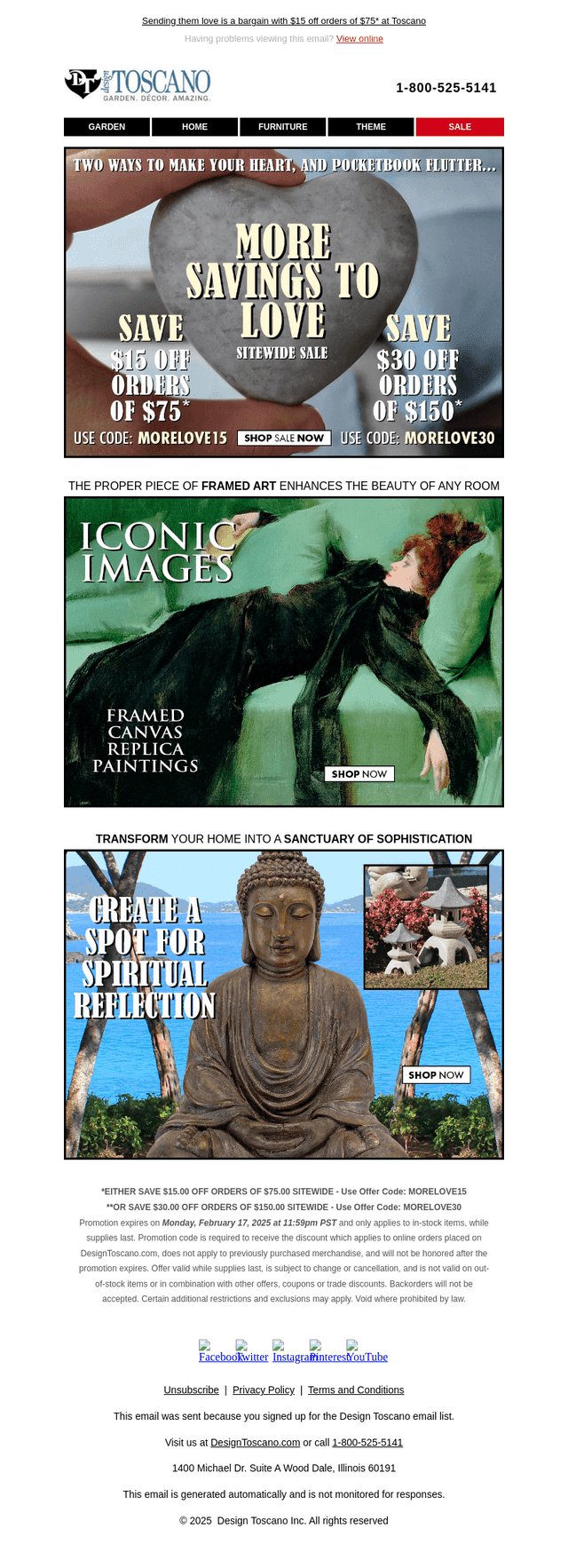 Design Toscano email from Sat, Feb 15, 2025