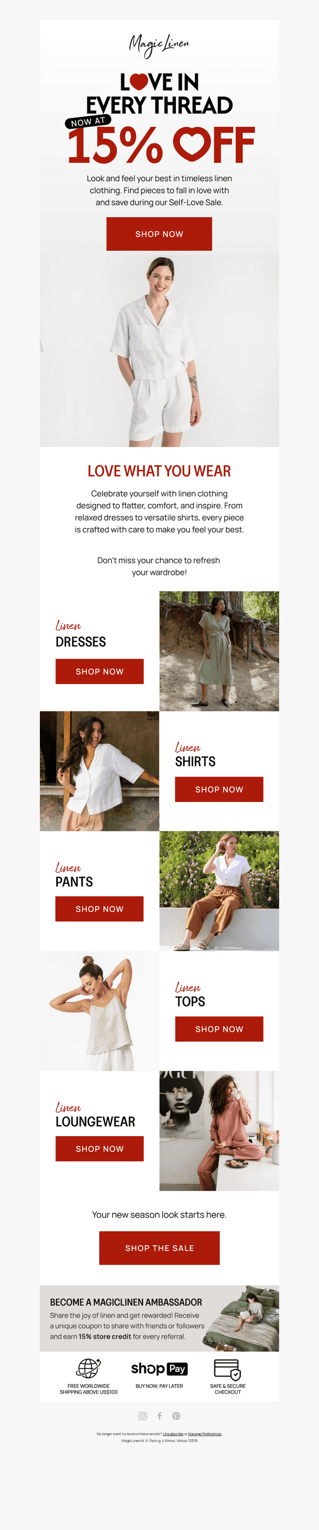 Shop 15% off all clothing