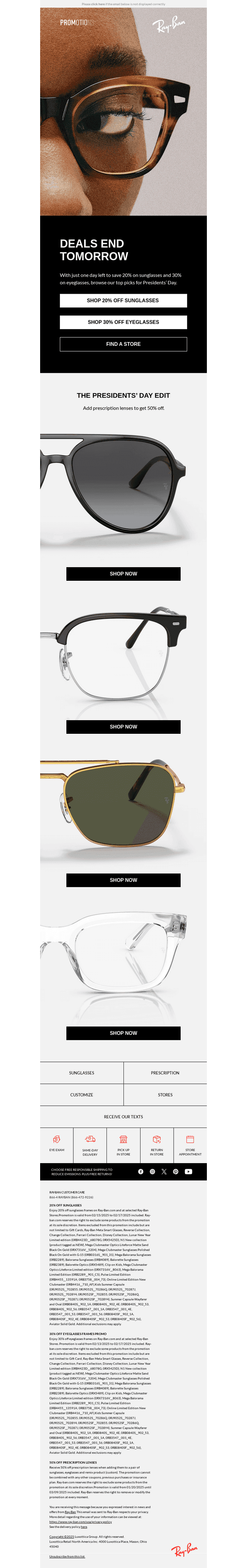 20% off sunglasses ends tomorrow!