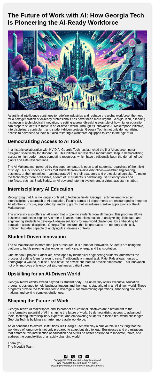 Georgia Tech's AI Makerspace: Building Tomorrow's Workforce