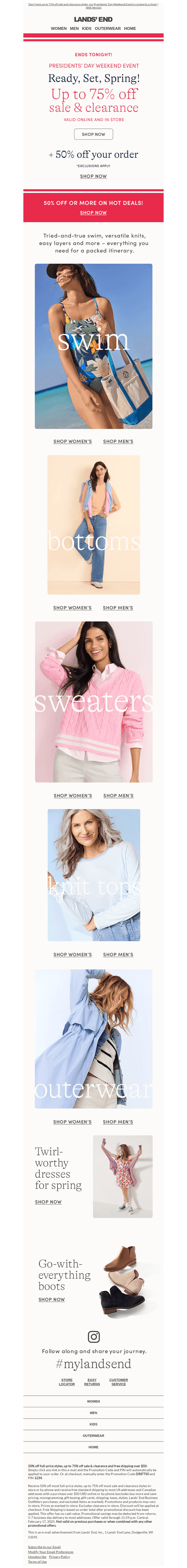 Lands' End email from Mon, Feb 17, 2025