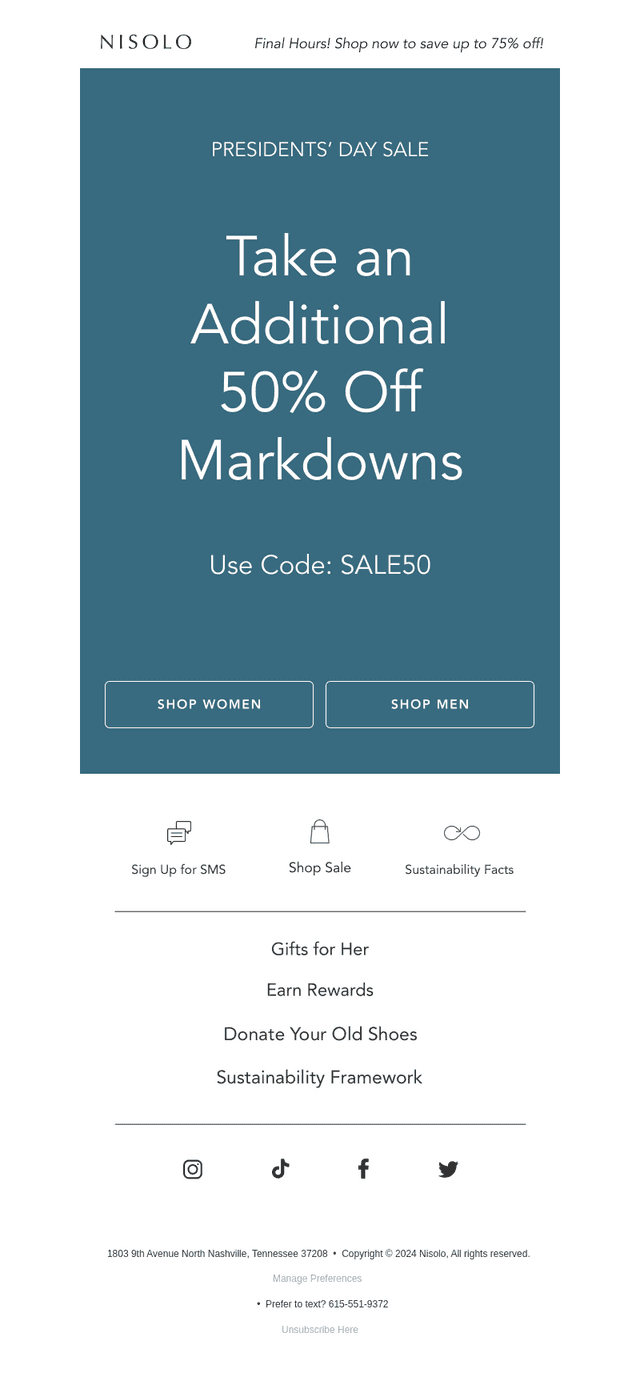 Final hours to take an additional 50% off markdowns