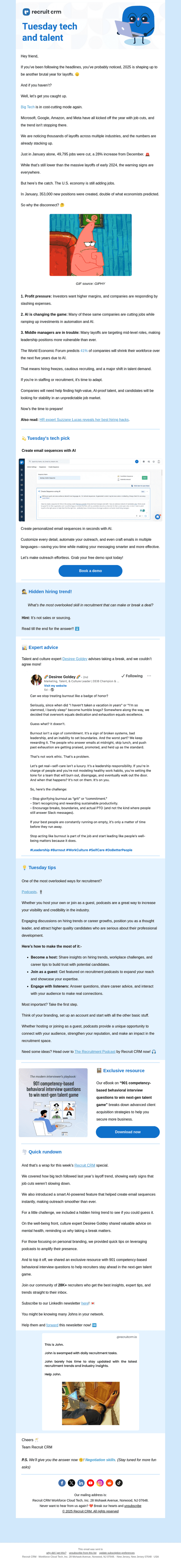 Recruit CRM email from Tue, Feb 18, 2025