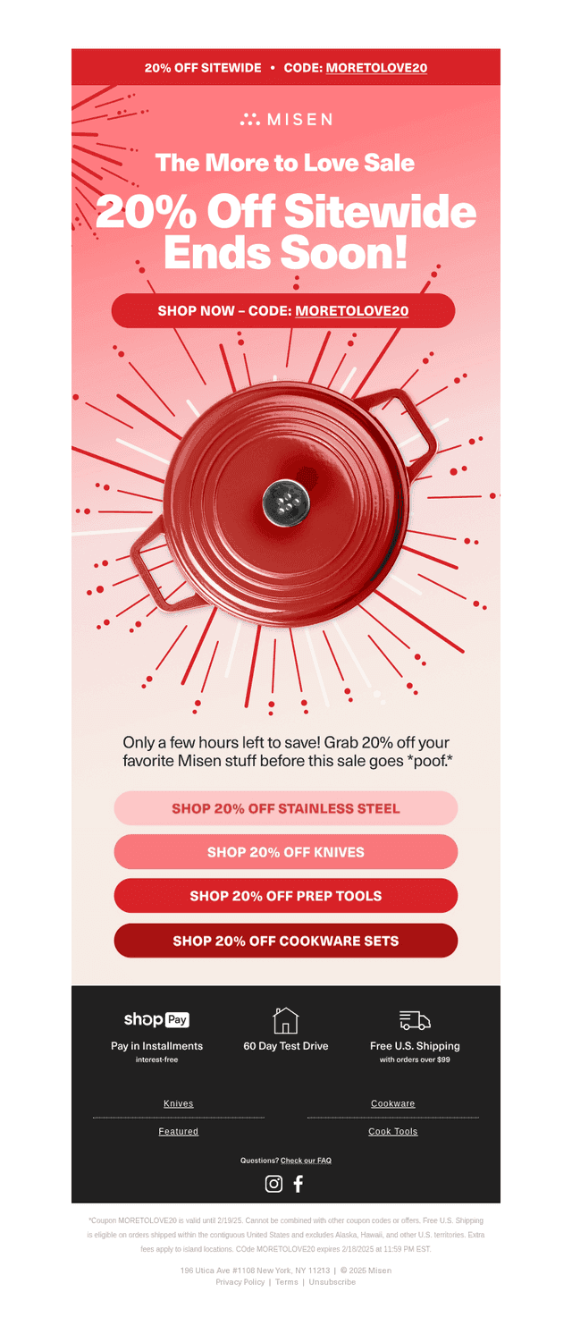 Ends Tonight! 20% Off Sitewide