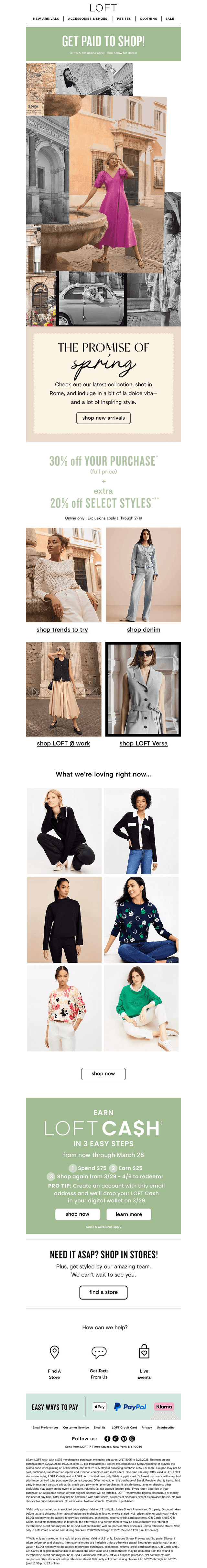30% off new spring styles + EXTRA 20% off 🎉