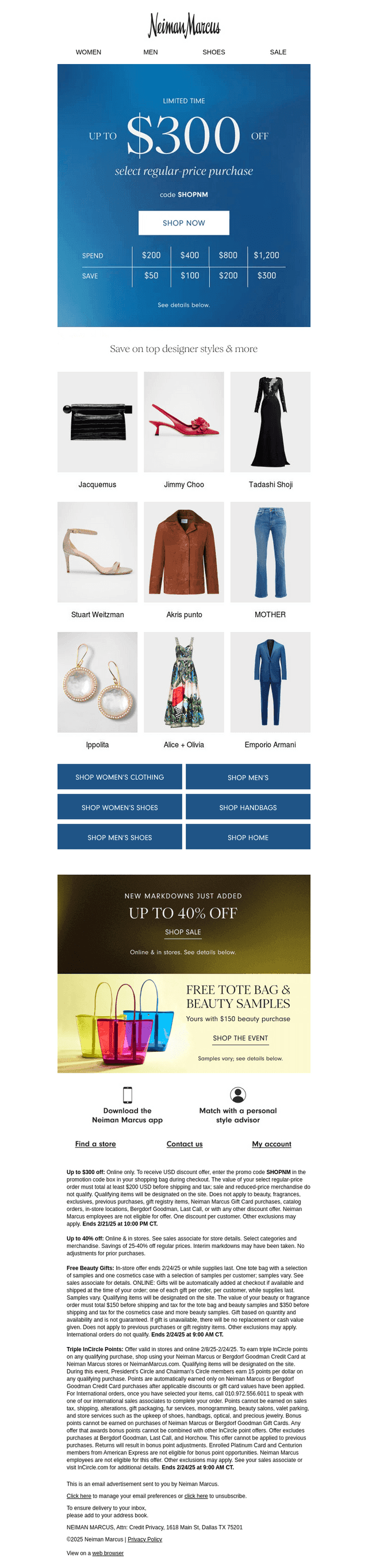 Up to $300 off your next order!