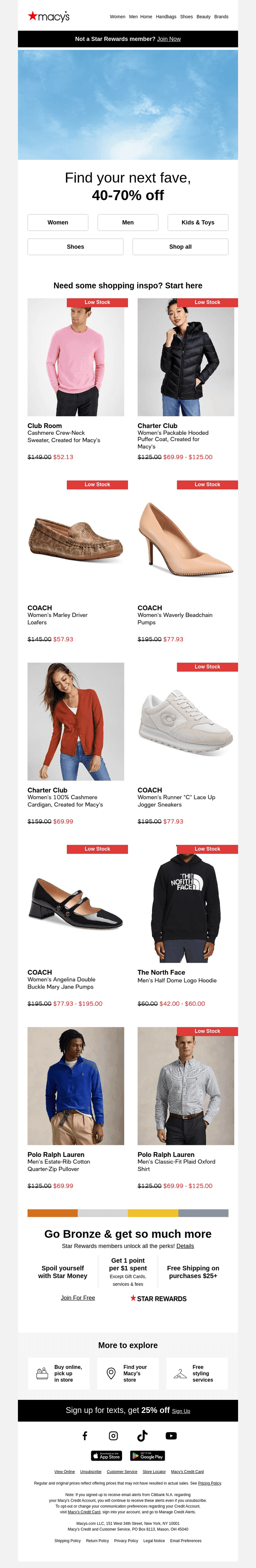 Up to 70% off clearance—don’t miss it!
