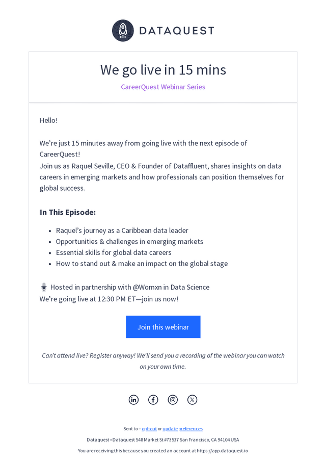 Dataquest.io email from Thu, Feb 20, 2025