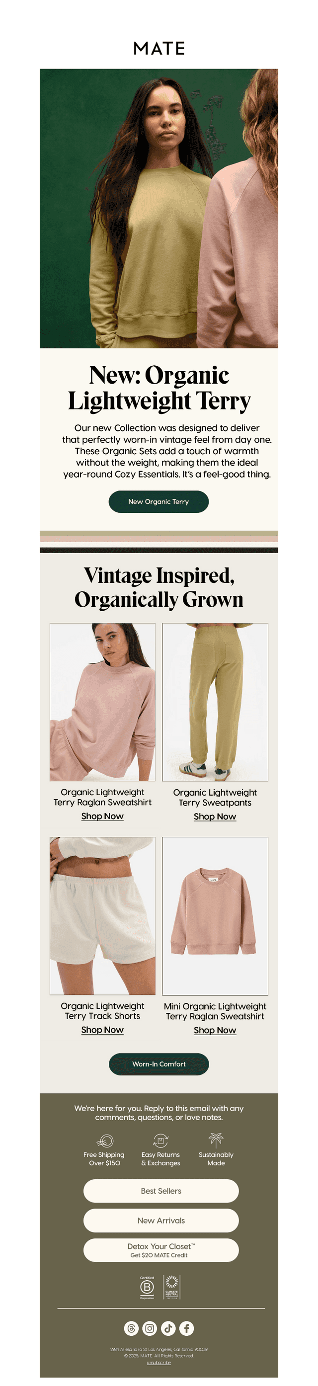 NEW: ORGANIC LIGHTWEIGHT TERRY