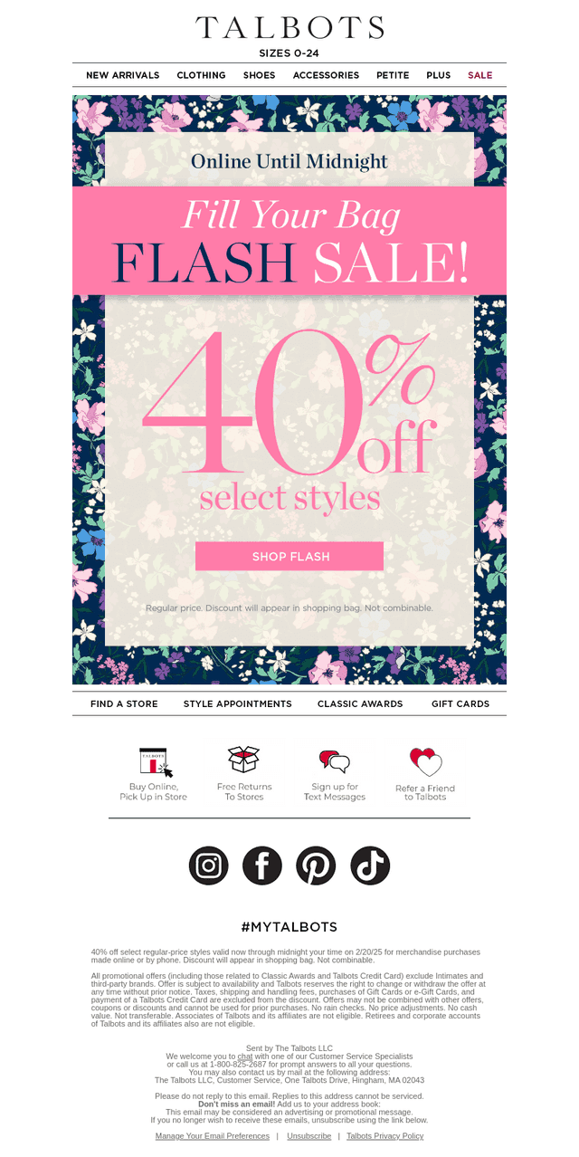 40% off select wear-now styles 🛍️ ENDS MIDNIGHT 🛍️