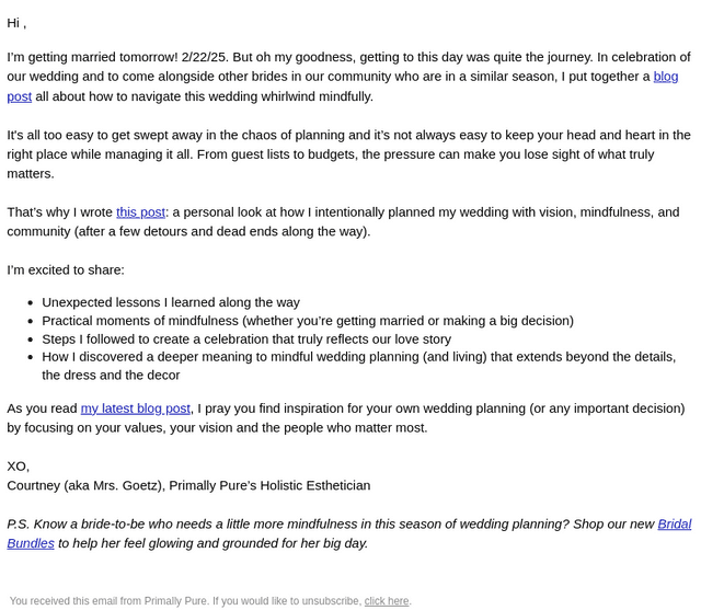 Primally Pure Skincare email from Fri, Feb 21, 2025
