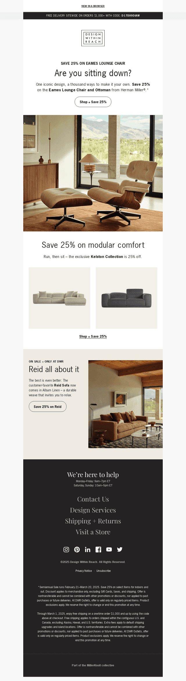 25% off Eames Lounge Chair and Ottoman