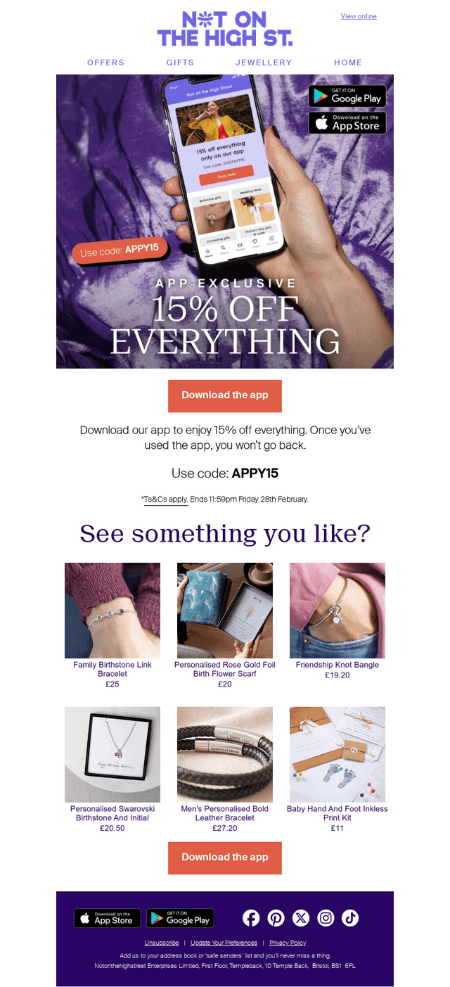 notonthehighstreet email from Sat, Feb 22, 2025