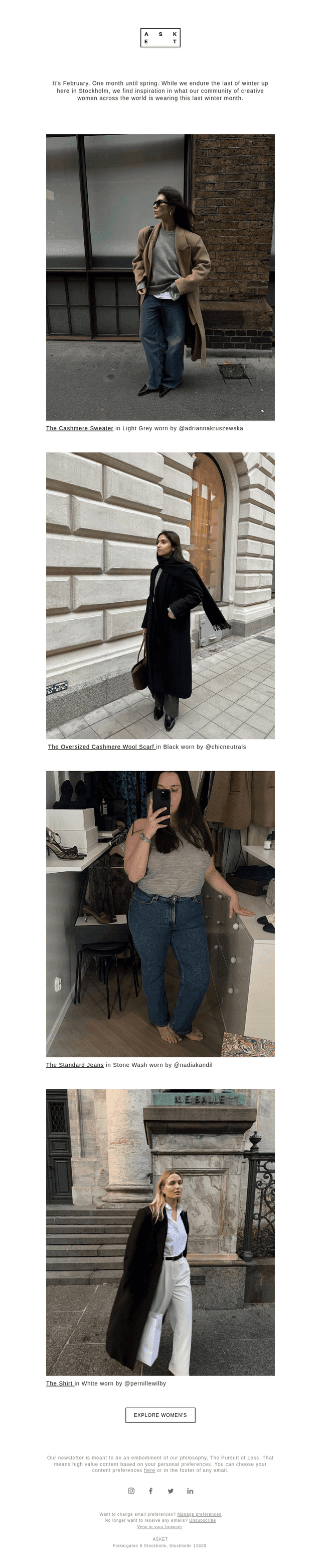 February Edit - Women in Asket