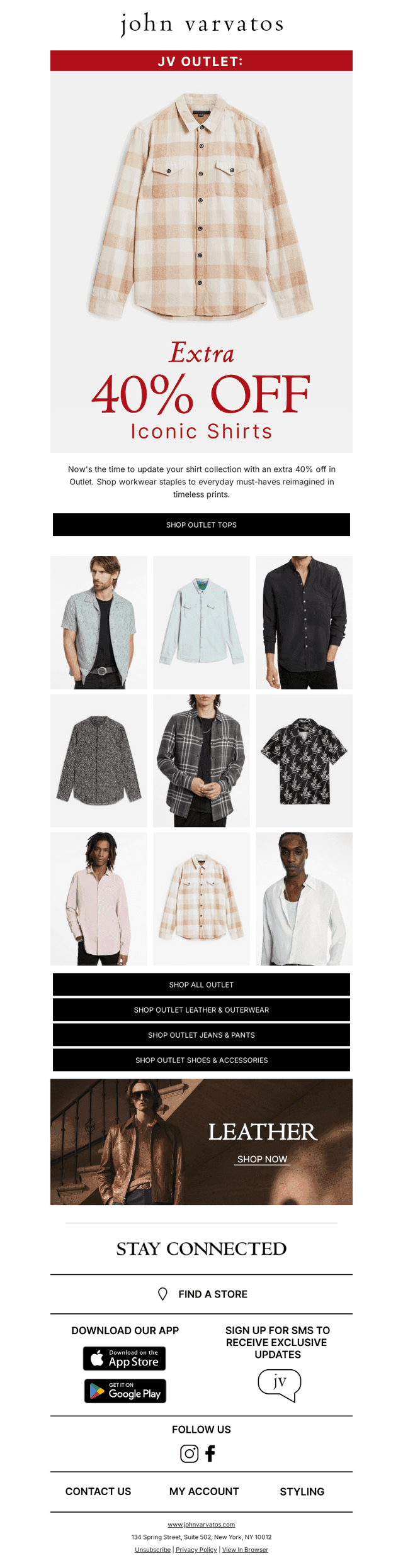 JV Outlet: Extra 40% Off Iconic Shirts