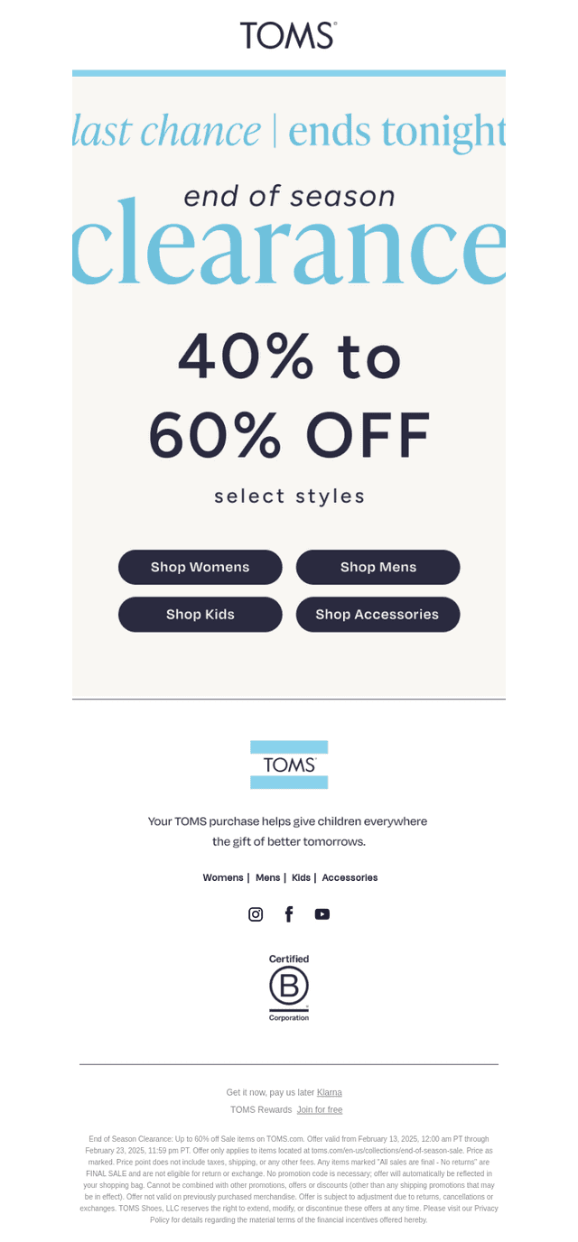 40% to 60% Off ENDS TONIGHT