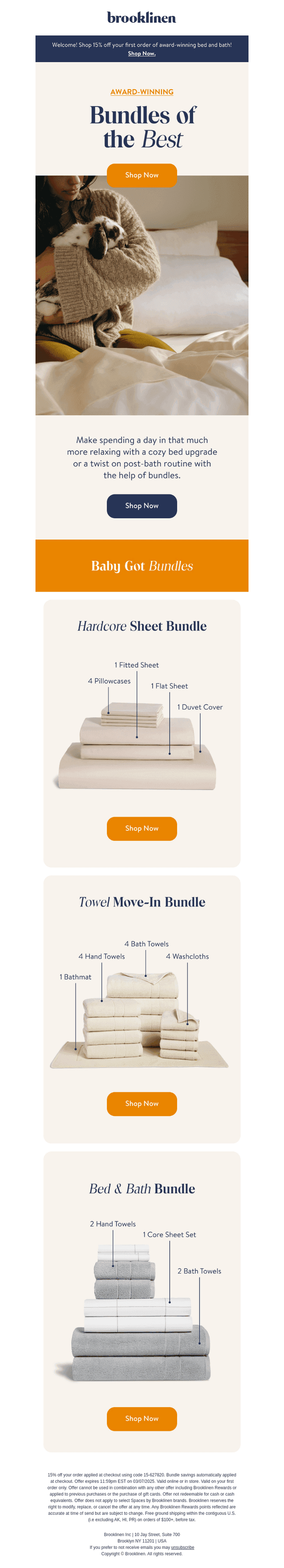 Brooklinen email from Sun, Feb 23, 2025