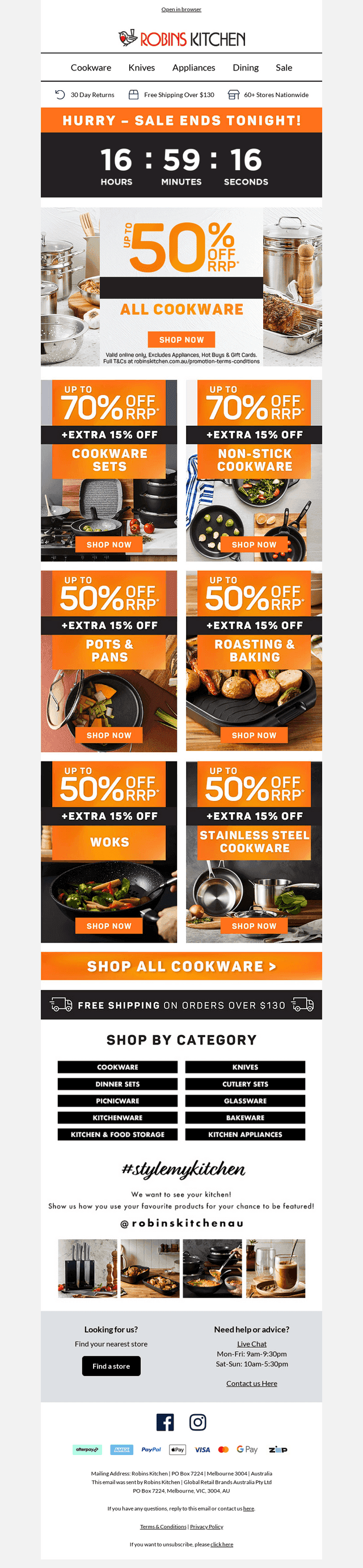MUST END MIDNIGHT! 📢 +EXTRA 15% Off ALL Cookware