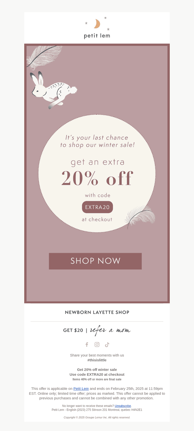 SURPRISE! Get an extra 20% off sale 🎊