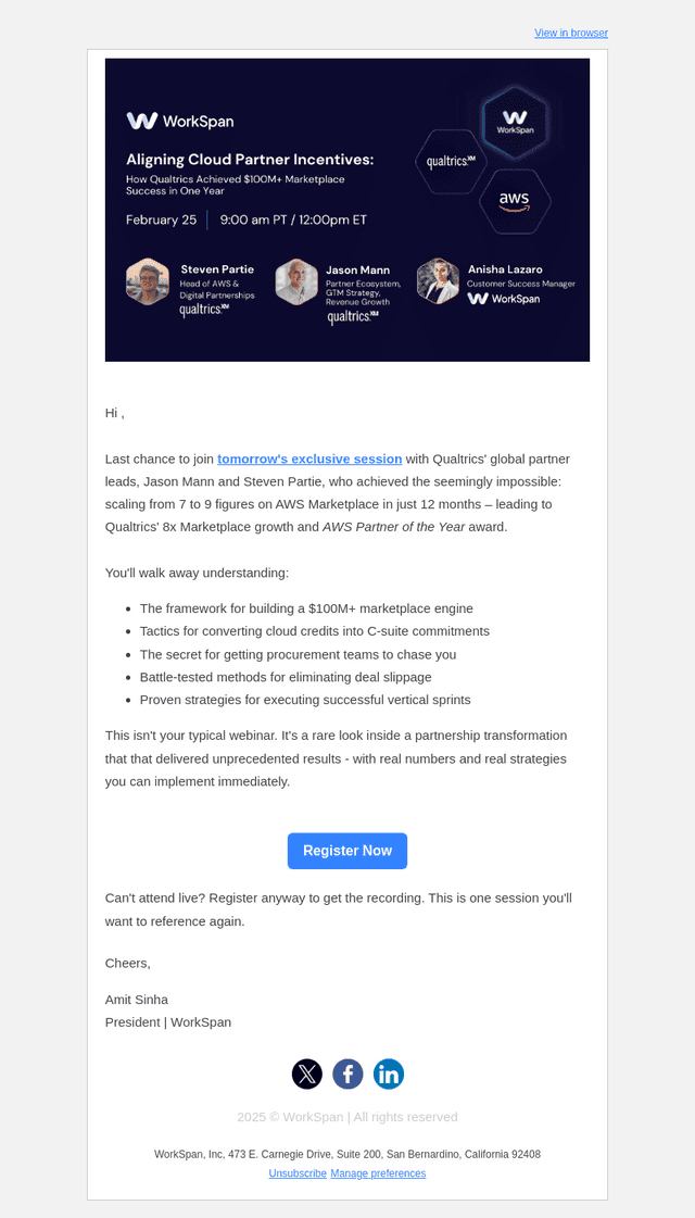 TOMORROW: Learn How Qualtrics Built a $100M+ AWS Partnership