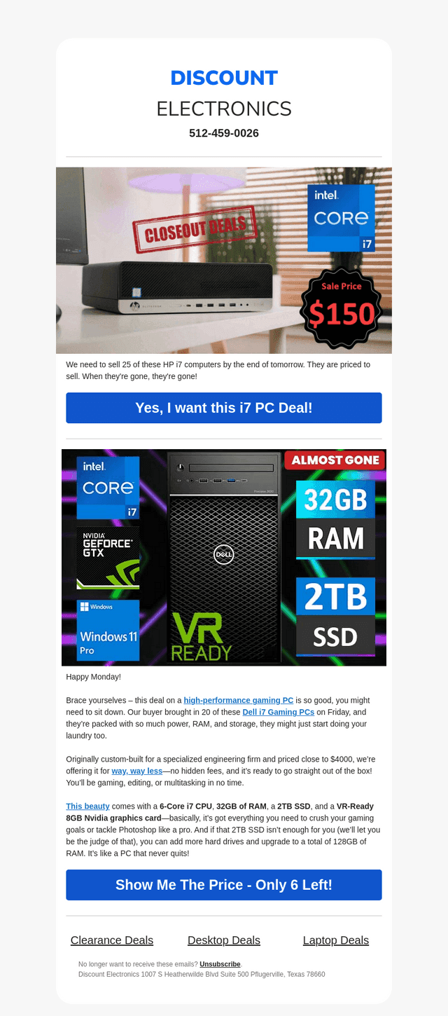 🚨 Close Out Deal: $150 HP i7 Desktops!