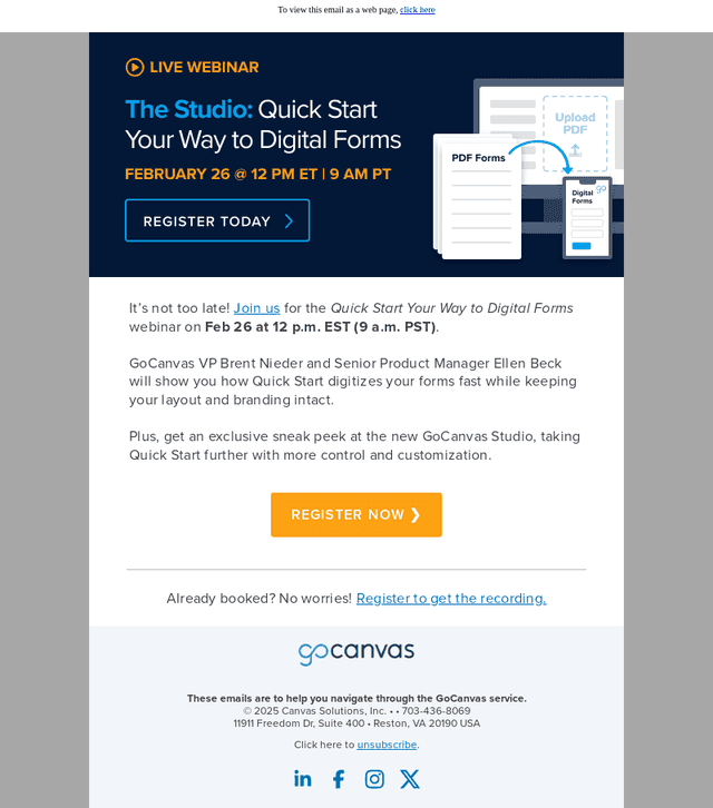 GoCanvas email from Tue, Feb 25, 2025