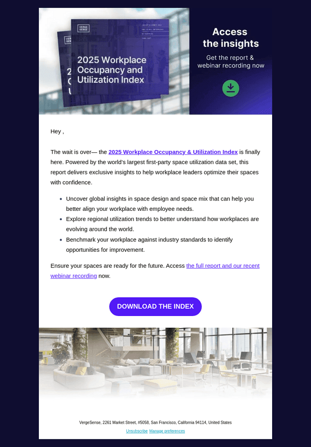 VergeSense email from Tue, Feb 25, 2025