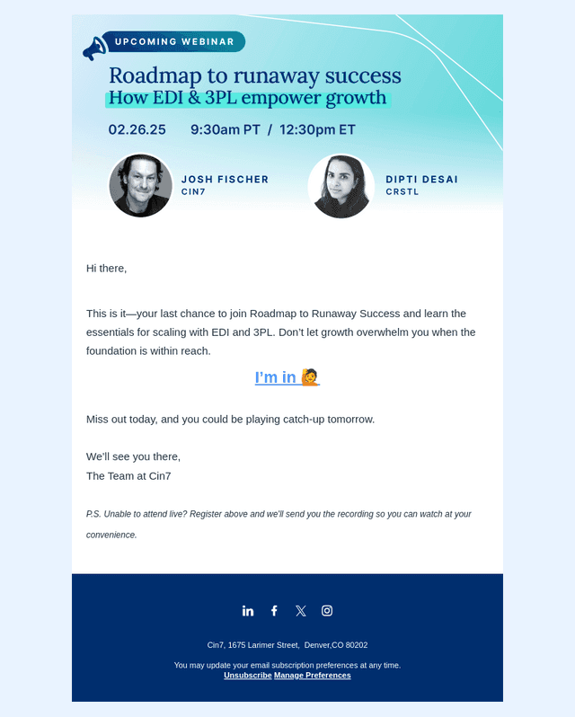 Cin7 email from Tue, Feb 25, 2025