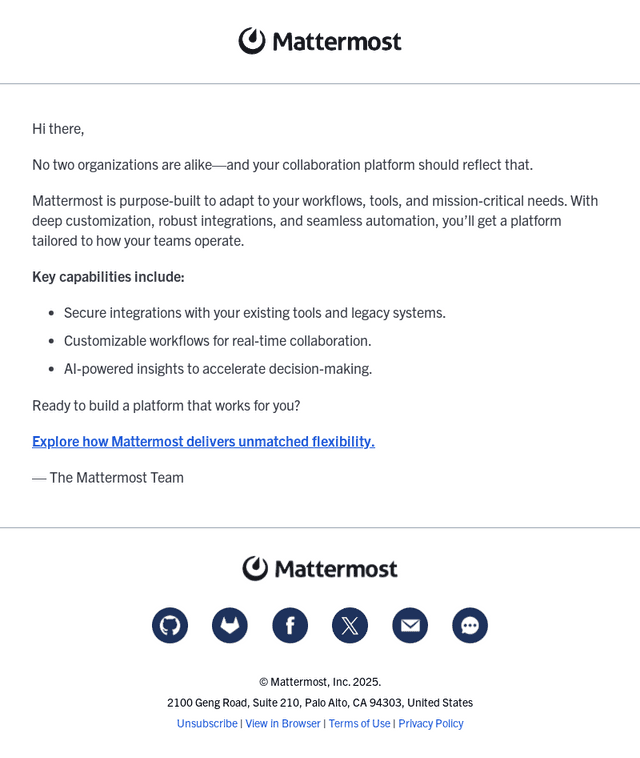 Mattermost email from Tue, Feb 25, 2025