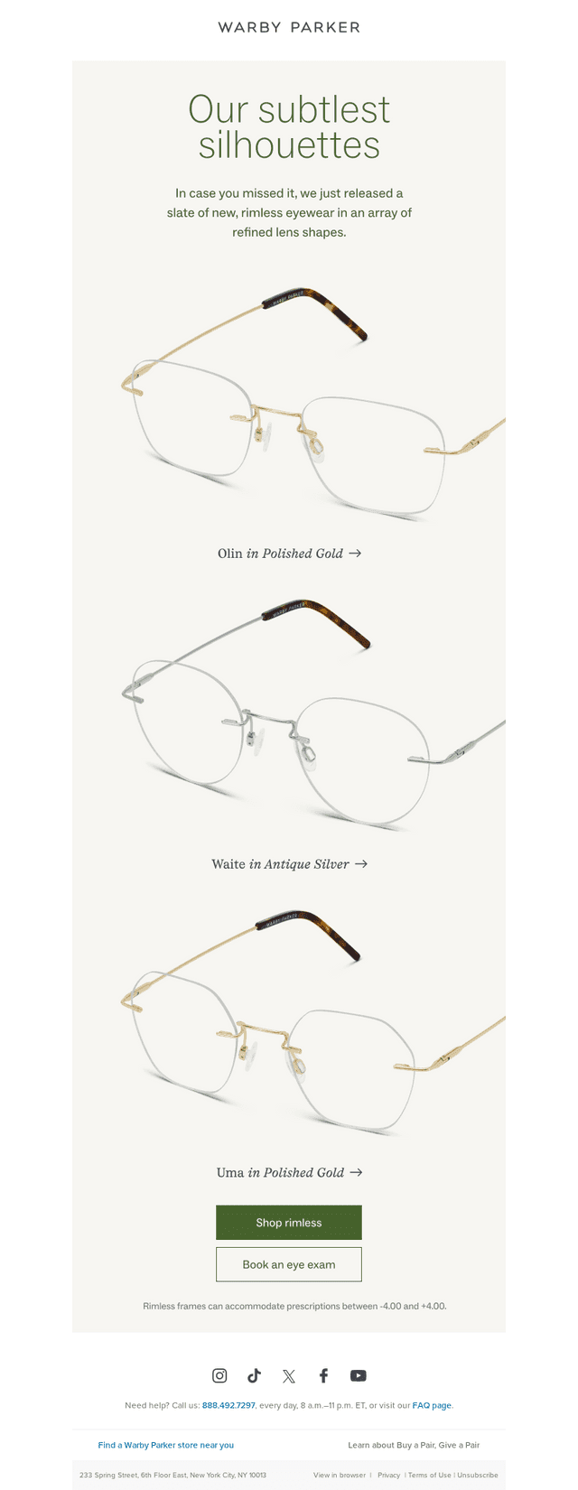 Meet our brand new, rimless frames